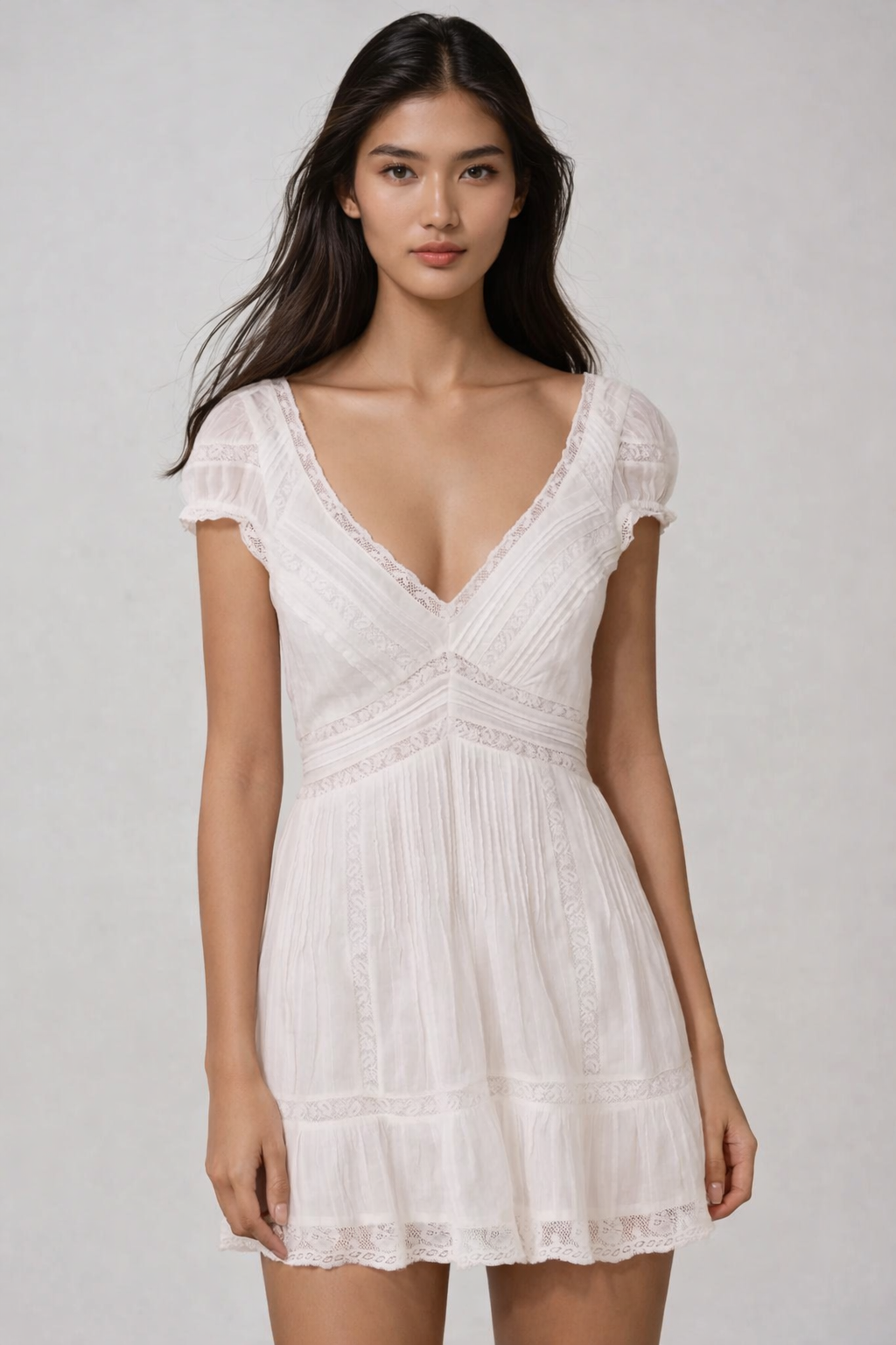 LOVESHACKFANCY Edena Cotton Victorian Mini Dress