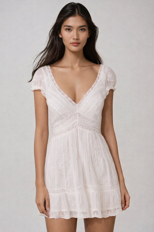 LOVESHACKFANCY Edena Cotton Victorian Mini Dress