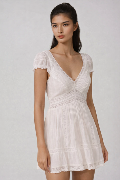 LOVESHACKFANCY Edena Cotton Victorian Mini Dress