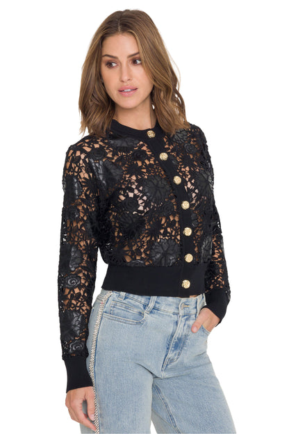 Generation Love Erin Vegan Leather Lace Cardigan