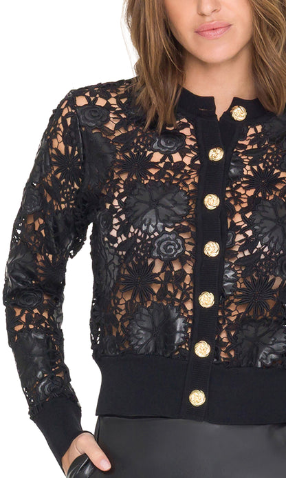 Generation Love Erin Vegan Leather Lace Cardigan