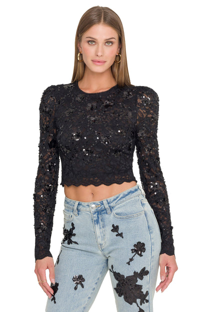 Generation Love Safia Sequin Lace Top