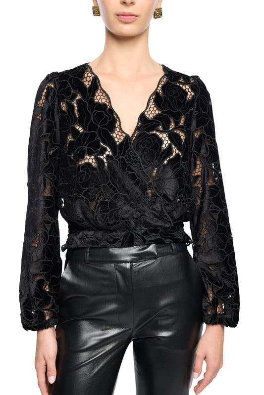 Generation Love Loralie Velvet Lace Wrap Blouse