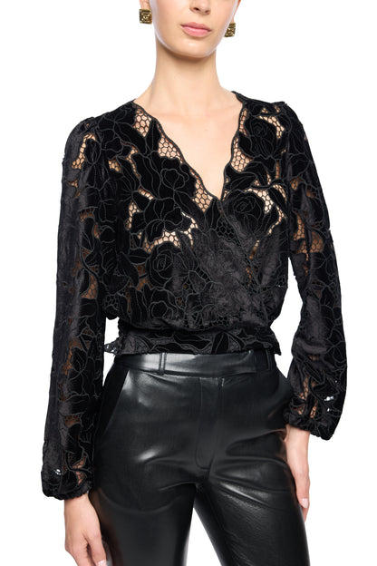 Generation Love Loralie Velvet Lace Wrap Blouse