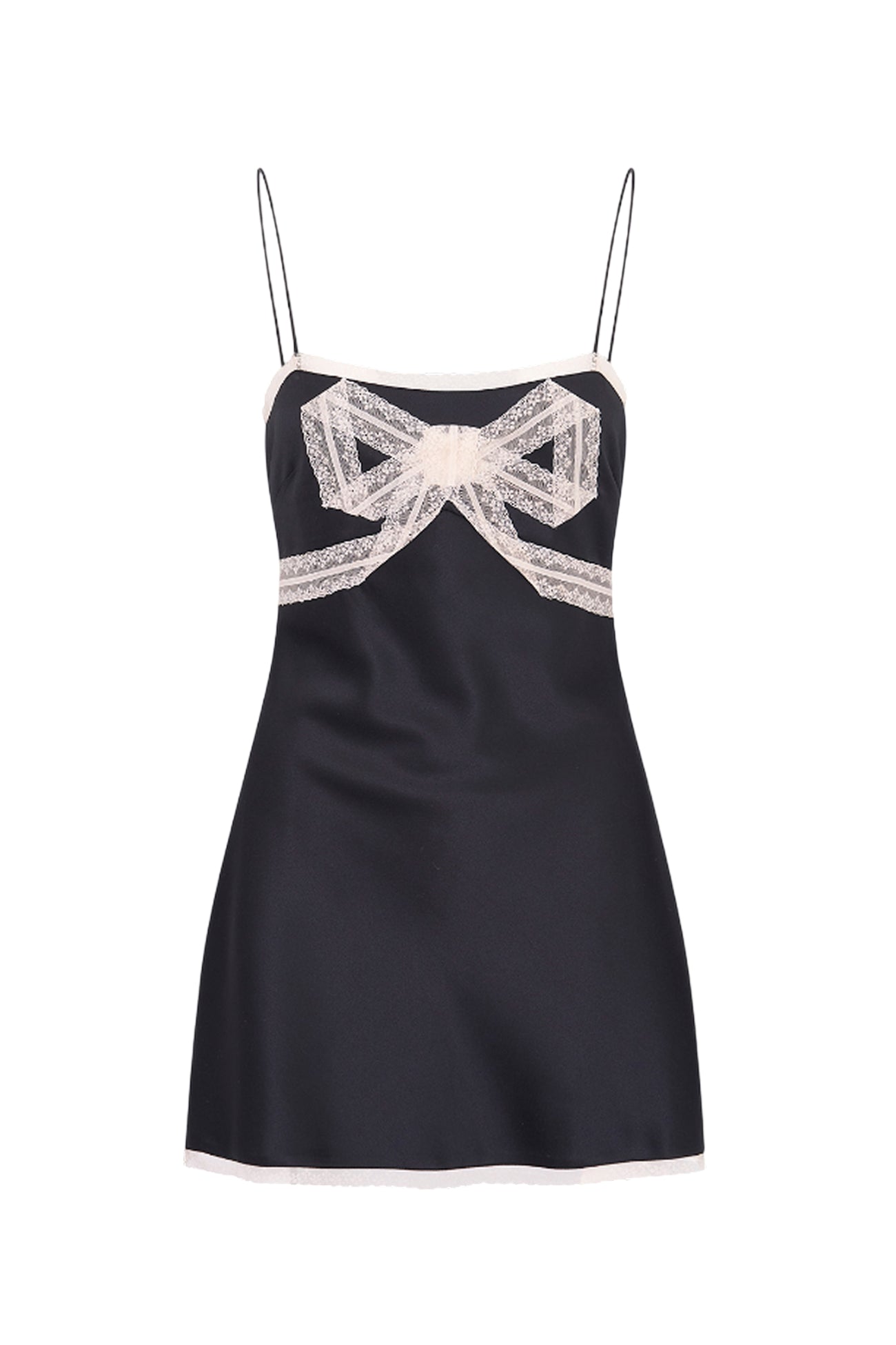 LOVESHACKFANCY Mirelis Lace Bow Crepe Mini Dress