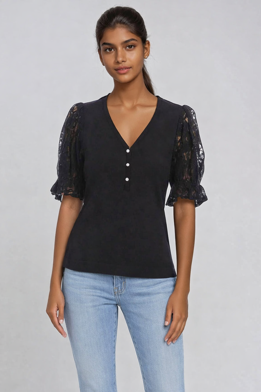 FIFTEEN TWENTY Tanya Lace Sleeve Top