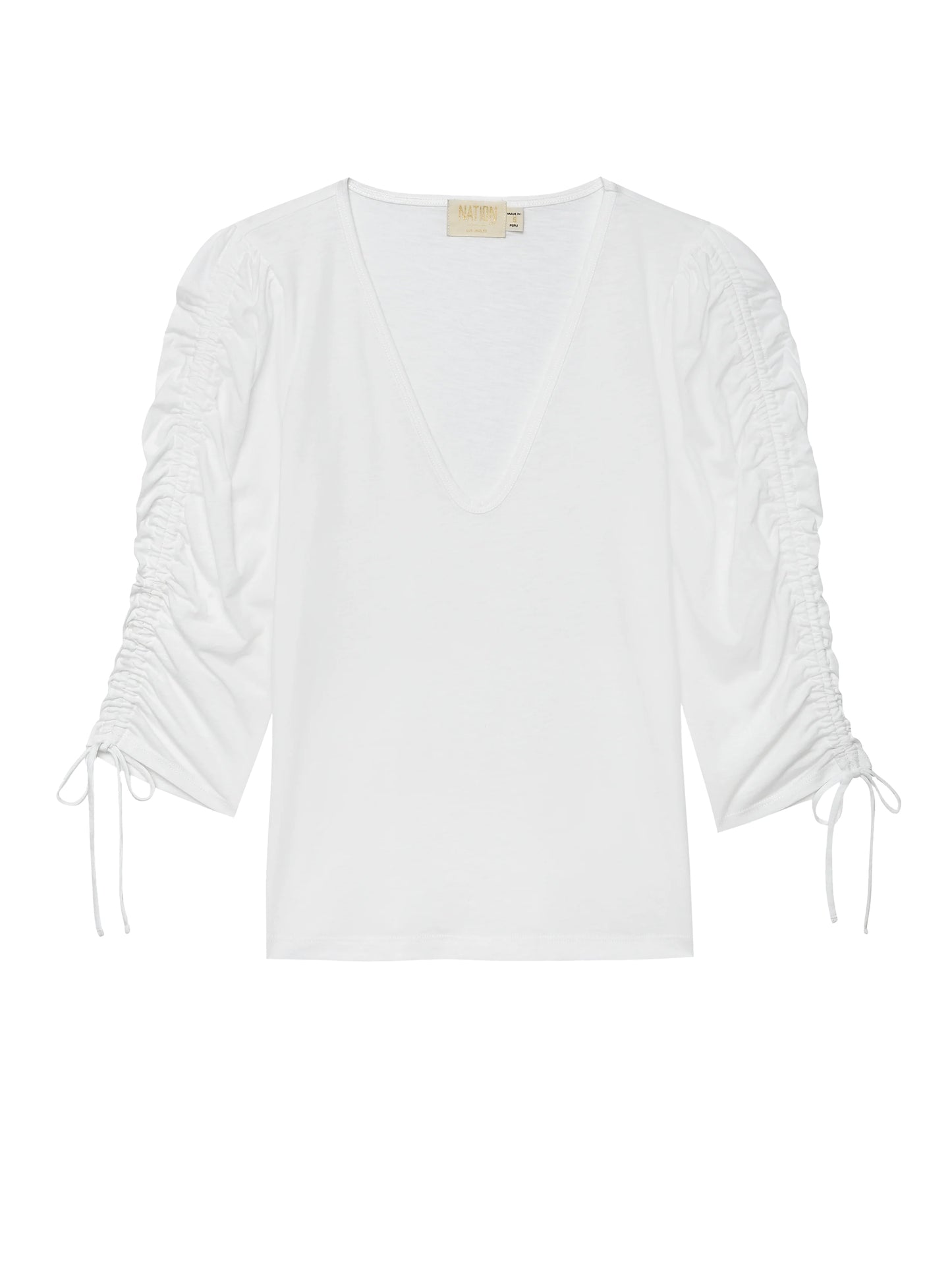 Nation LTD Prima Shirred Sleeve Top