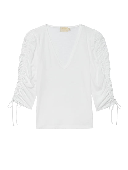 Nation LTD Prima Shirred Sleeve Top