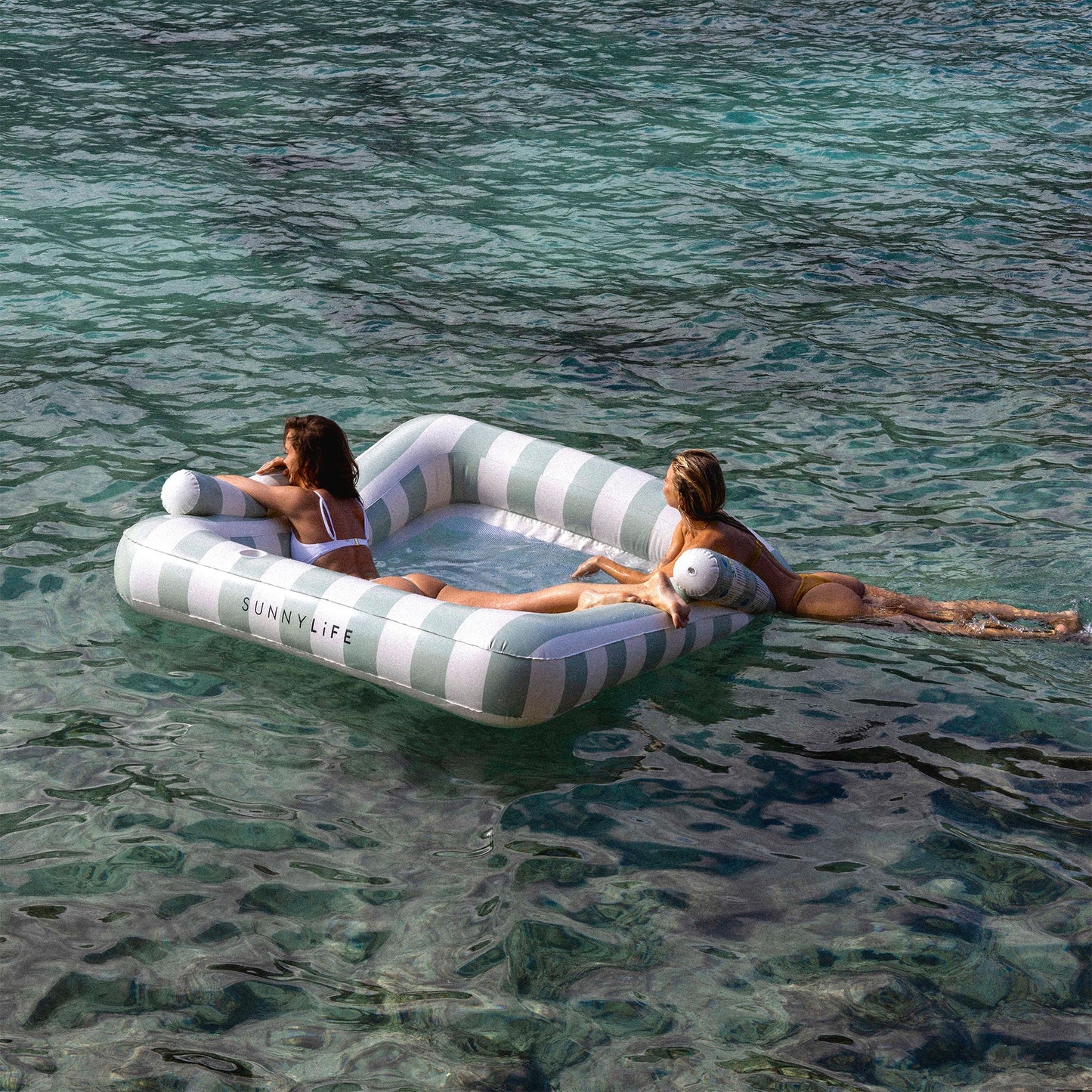 Sunnylife Luxe Twin Hammock Float - The Vacay Olive Stripes