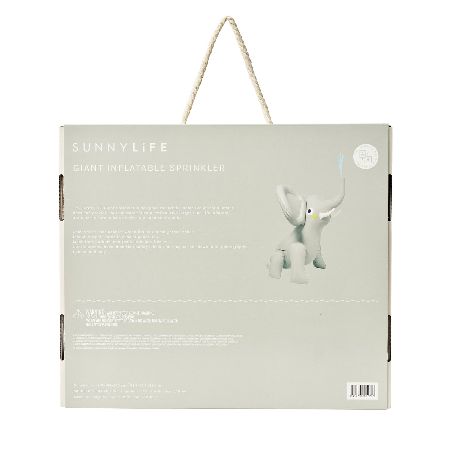 Sunnylife Inflatable Giant Sprinkler - Eli the Elephant Grey