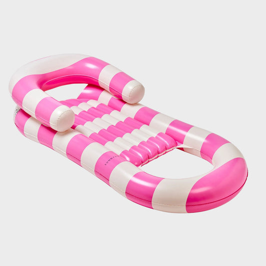 Sunnylife Laze & Lounge Float - Pool Party Magenta Stripe