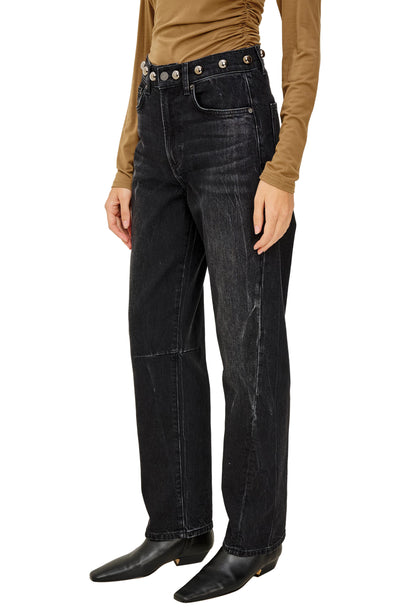 Rails Samo Barrel Leg Jean - Black Stone Studded