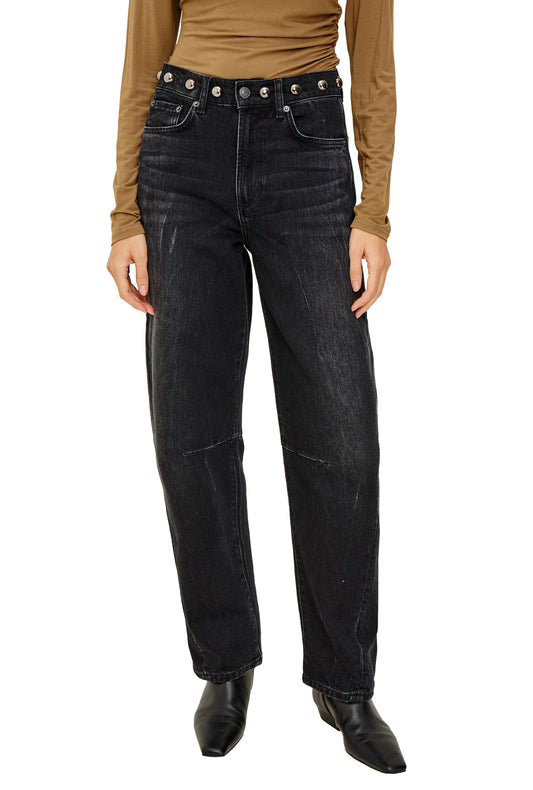 Rails Samo Barrel Leg Jean - Black Stone Studded