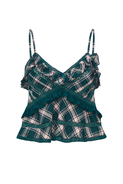 LOVESHACKFANCY Sormina Tartan Cotton Top