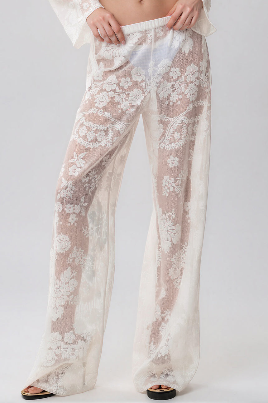 LOVESHACKFANCY Jessia Lace Cover-Up Pant