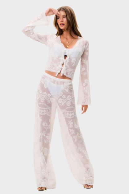 LOVESHACKFANCY Jessia Lace Cover-Up Pant