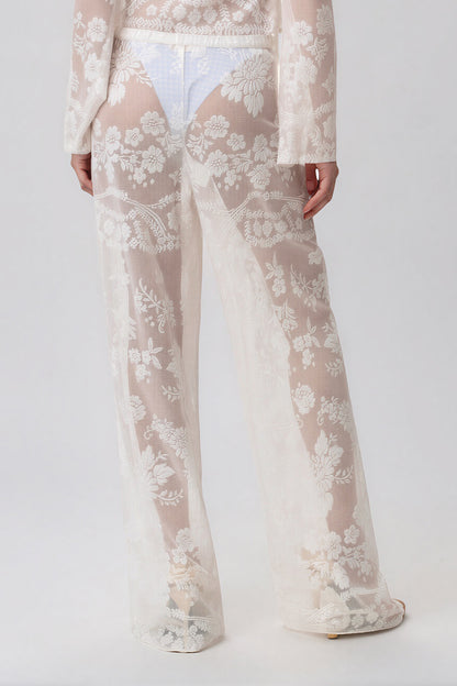 LOVESHACKFANCY Jessia Lace Cover-Up Pant