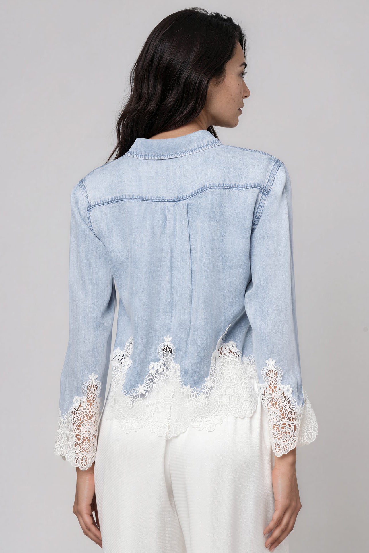 Generation Love Eli Lace Combo Denim Shirt