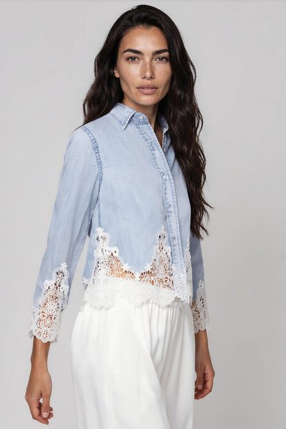 Generation Love Eli Lace Combo Denim Shirt