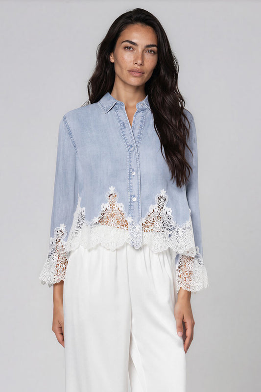 Generation Love Eli Lace Combo Denim Shirt