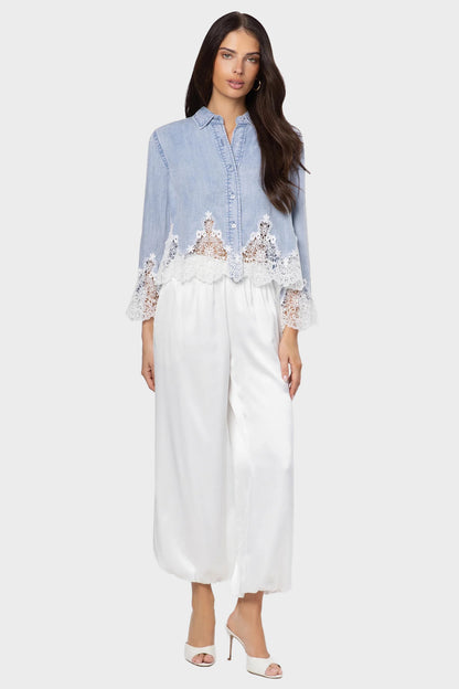 Generation Love Eli Lace Combo Denim Shirt