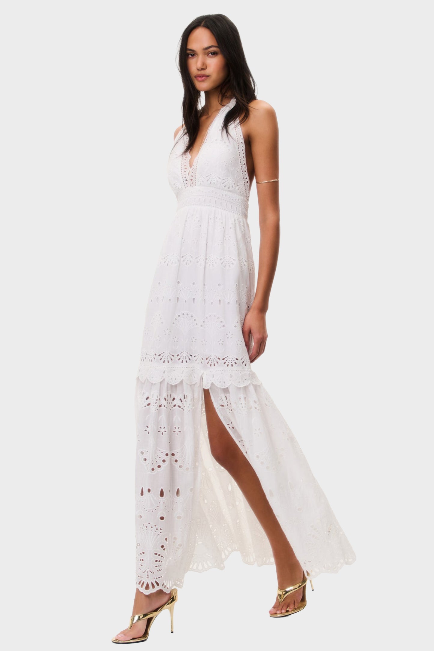 LOVESHACKFANCY Trix Eyelet Halter Maxi Dress
