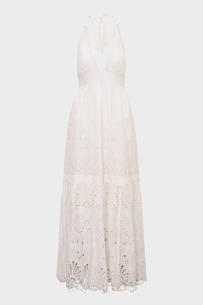 LOVESHACKFANCY Trix Eyelet Halter Maxi Dress