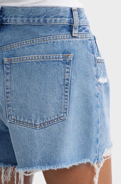 FRAME The Long Hang High Waist Denim Cutoff Shorts - Loretta
