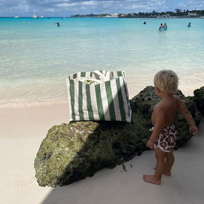 Sunnylife Carryall Beach Bag - The Vacay Olive Stripe