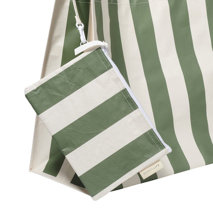 Sunnylife Carryall Beach Bag - The Vacay Olive Stripe