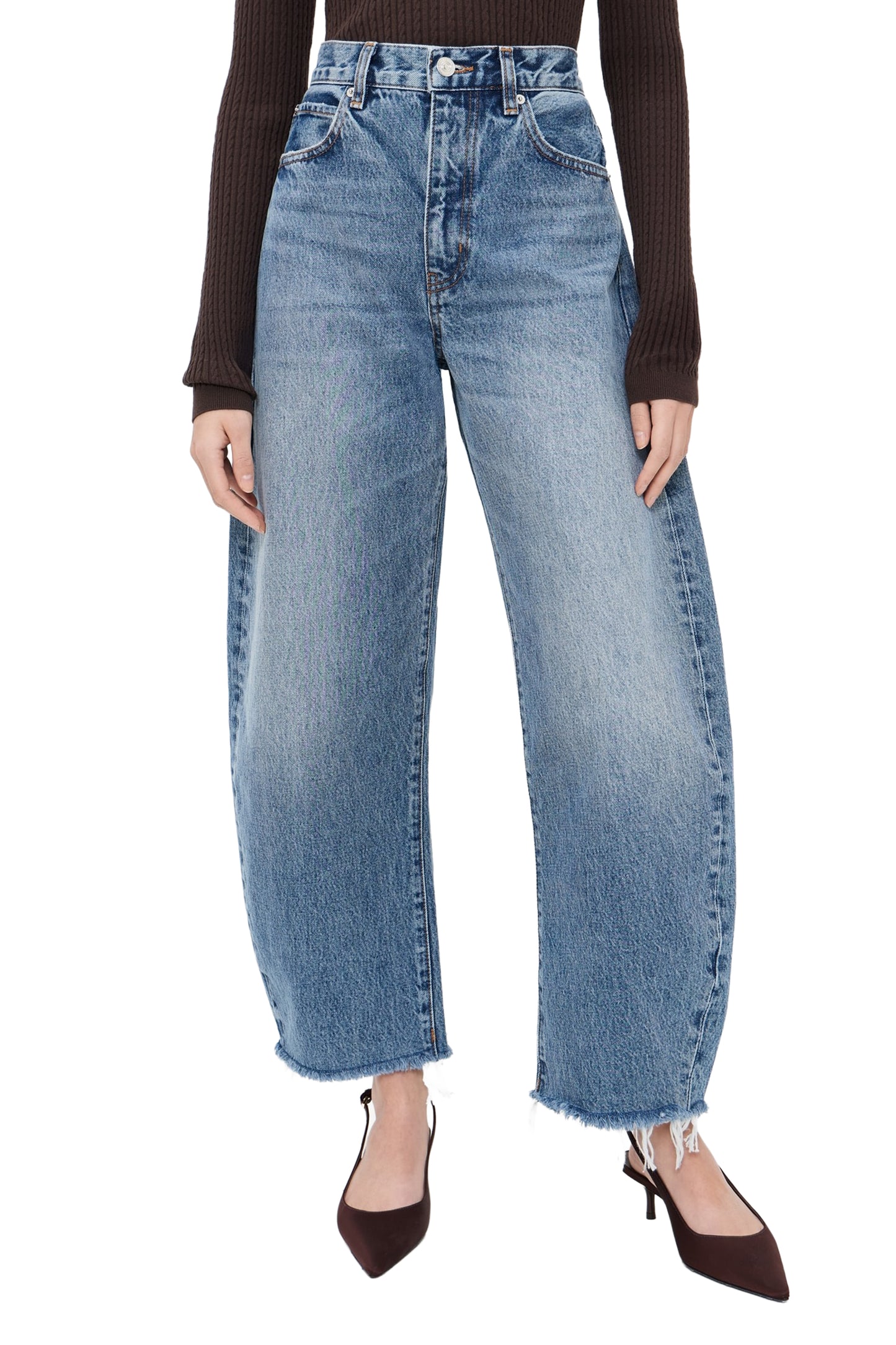 FRAME The Bubble Crop Jeans -  Rapture Raw Fray