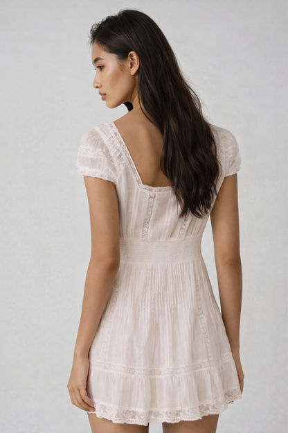 LOVESHACKFANCY Edena Cotton Victorian Mini Dress