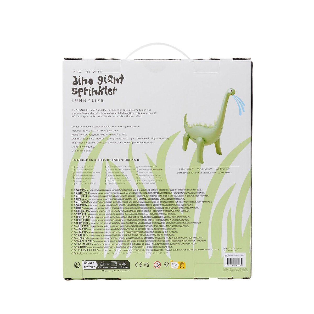 Sunnylife Inflatable Giant Sprinkler - Dino Green