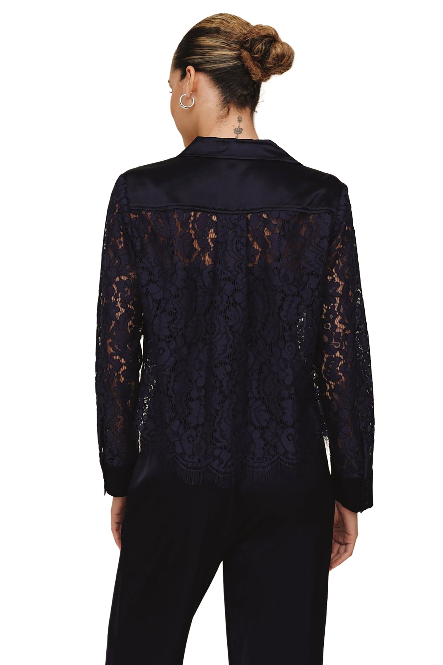 Bella Dahl Lace Contrast Button Down
