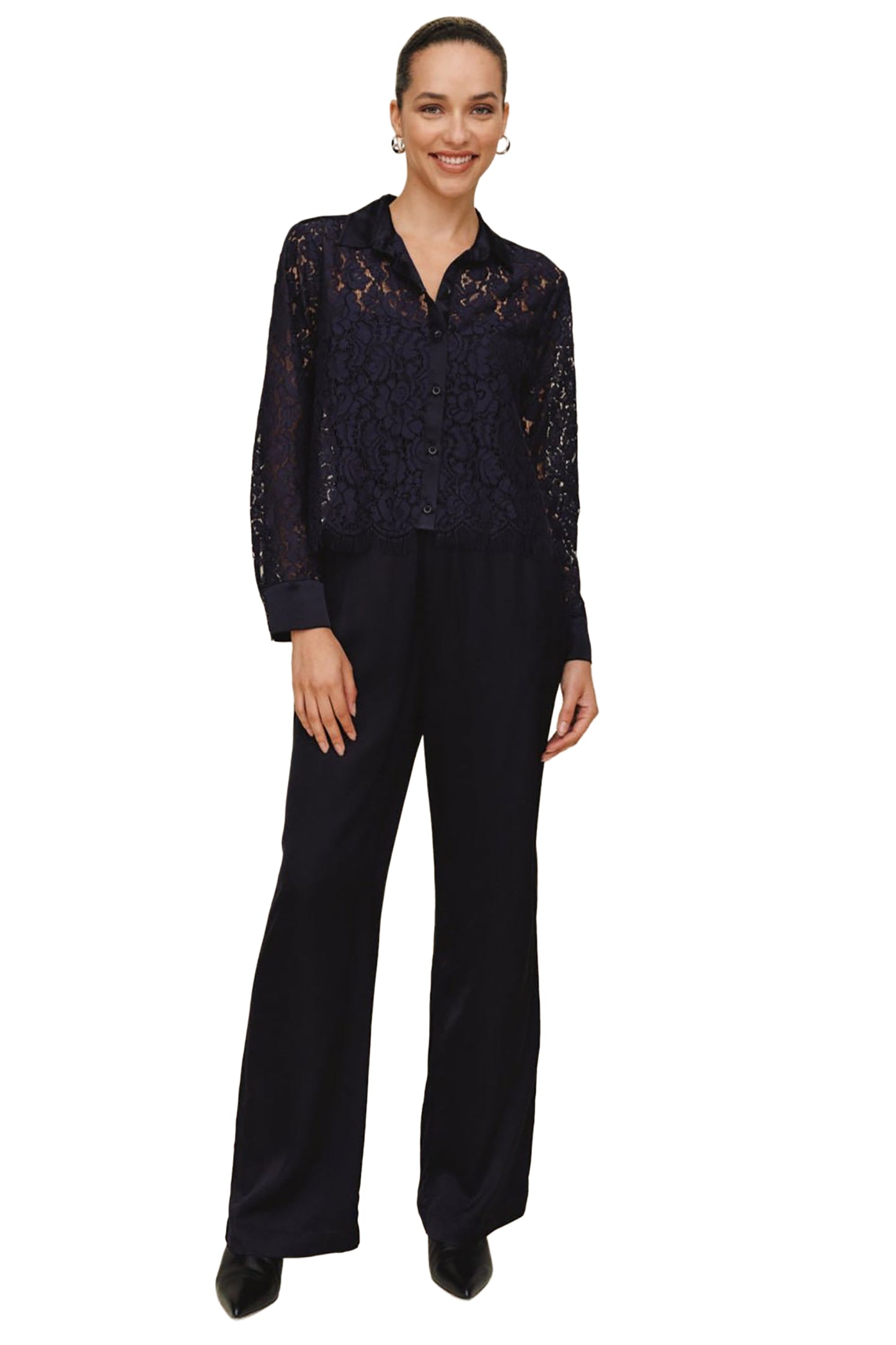 Bella Dahl Lace Contrast Button Down