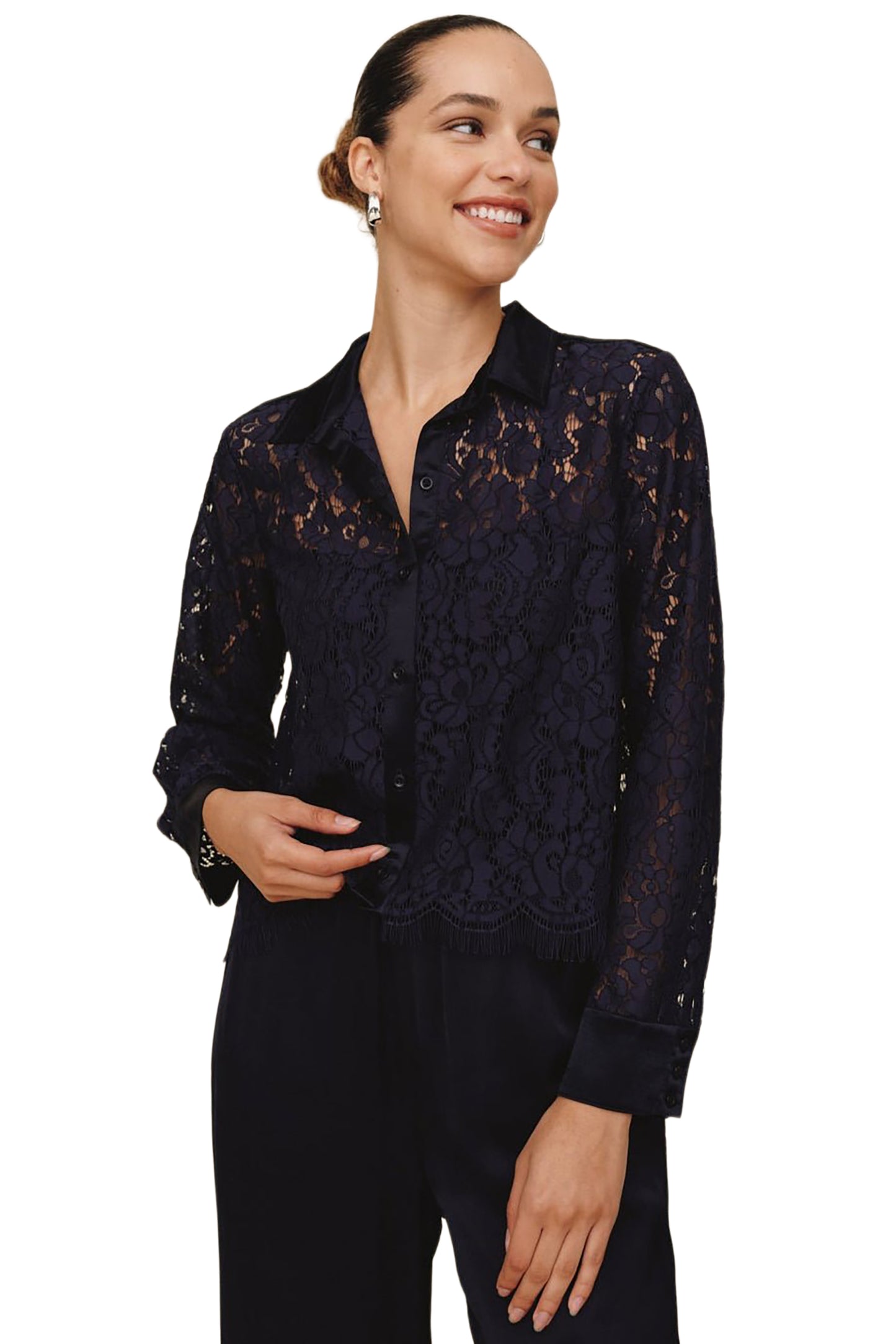 Bella Dahl Lace Contrast Button Down