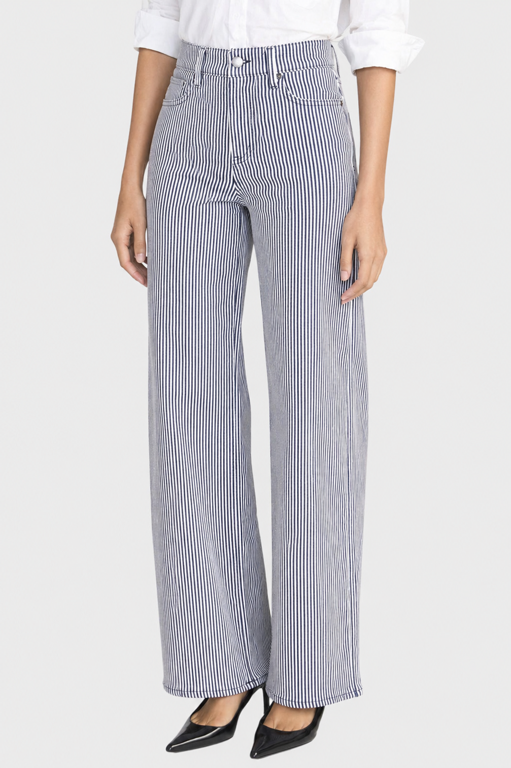 FRAME Le Slim Palazzo - Navy Stripe