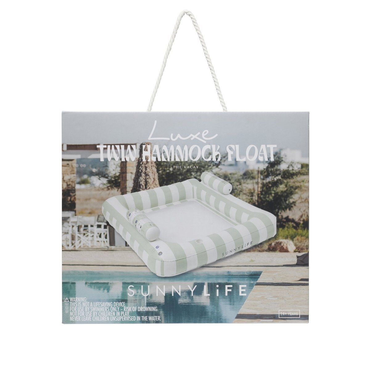 Sunnylife Luxe Twin Hammock Float - The Vacay Olive Stripes