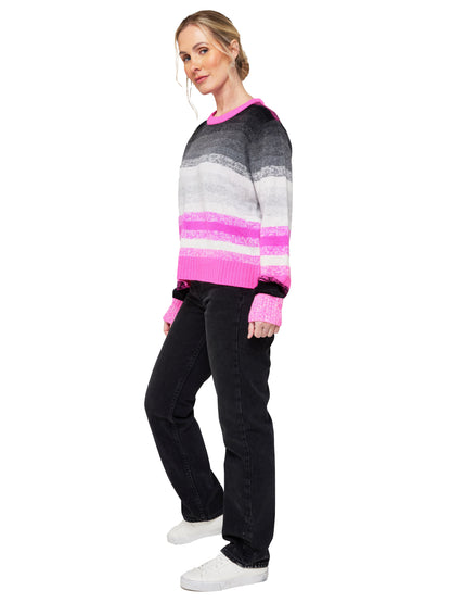 Brodie Cashmere Maisie Stripe Crew Sweater