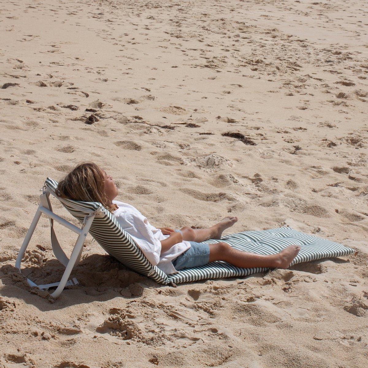 Sunnylife Reclining Beach Chair - The Vacay Olive Stripe