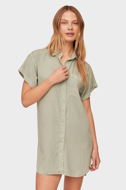 Bella Dahl Roll Sleeve Pocket Shirt Dress