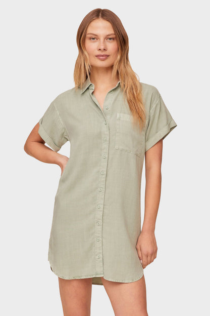 Bella Dahl Roll Sleeve Pocket Shirt Dress