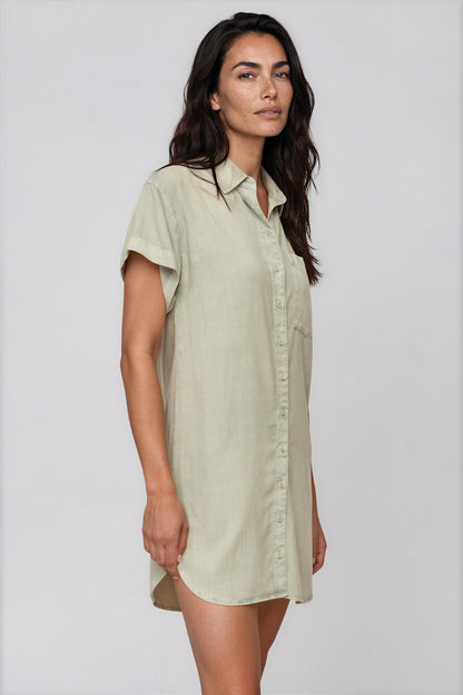 Bella Dahl Roll Sleeve Pocket Shirt Dress
