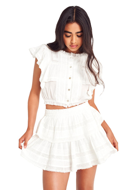 LOVESHACKFANCY Ruffle Mini Skirt