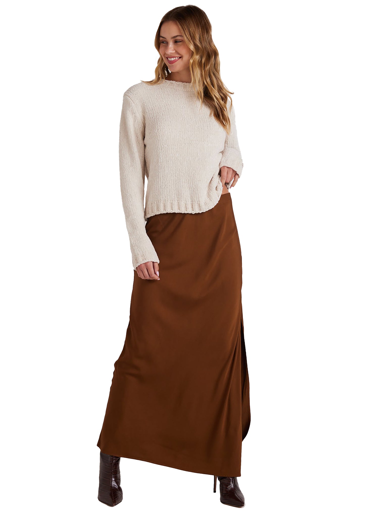 Bella Dahl Satin Side Slit Maxi Skirt