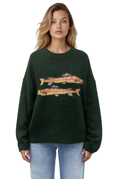 Trout Print Sweater