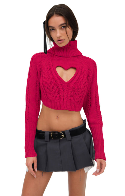 For Love & Lemons Vera Cropped Cutout Sweater